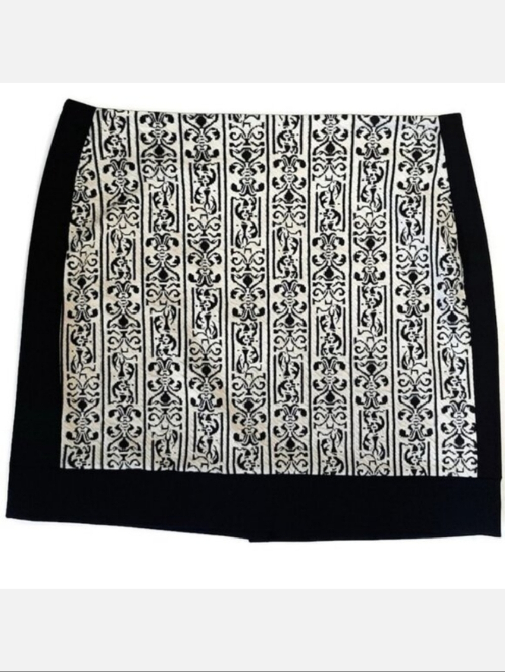 Vintage Walter Baker Pencil Mini Skirt Short Textured Knit Bordered Black Size L